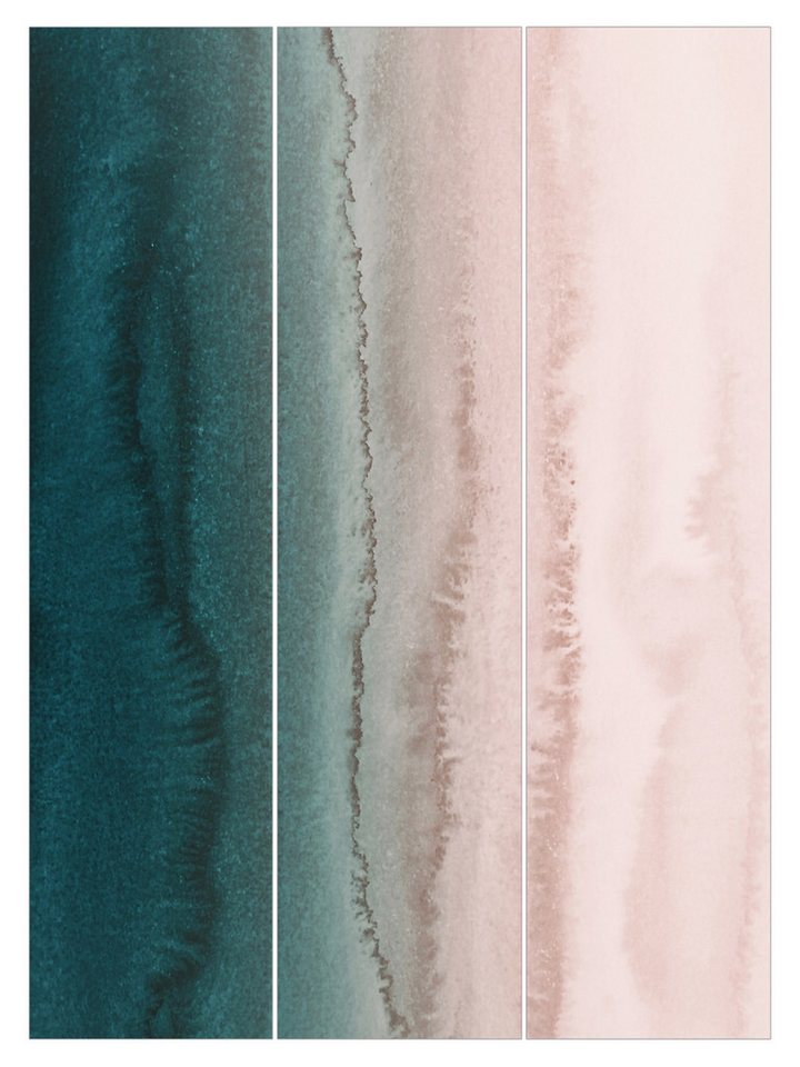 Bilderdepot24 Schiebegardine Flächenvorhang blickdicht Spiel Farben Meeresrauschen, (3 St), halbtransparent, Wohnzimmer große Flächengardine lichtdurchlässig als Klemm-System von Bilderdepot24