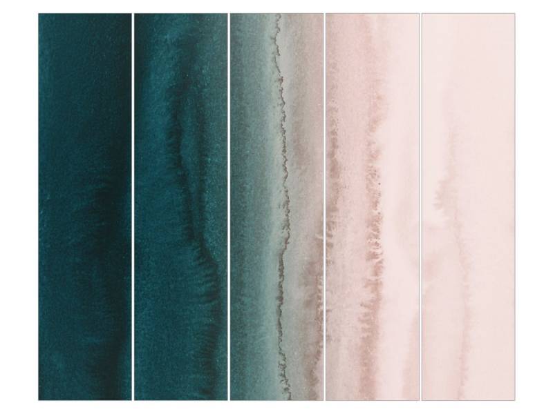 Bilderdepot24 Schiebegardine Flächenvorhang blickdicht Spiel Farben Meeresrauschen, (5 St), halbtransparent, Wohnzimmer große Flächengardine lichtdurchlässig für Klemm-System von Bilderdepot24