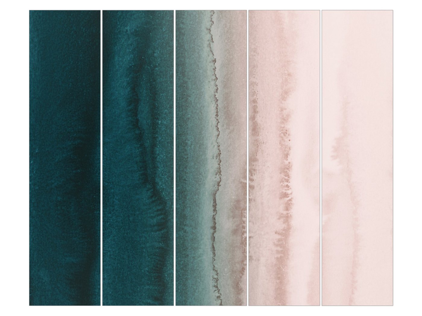 Bilderdepot24 Schiebegardine Flächenvorhang blickdicht Spiel Farben Meeresrauschen, (5 St), halbtransparent, Wohnzimmer große Flächengardine lichtdurchlässig für Klemm-System von Bilderdepot24