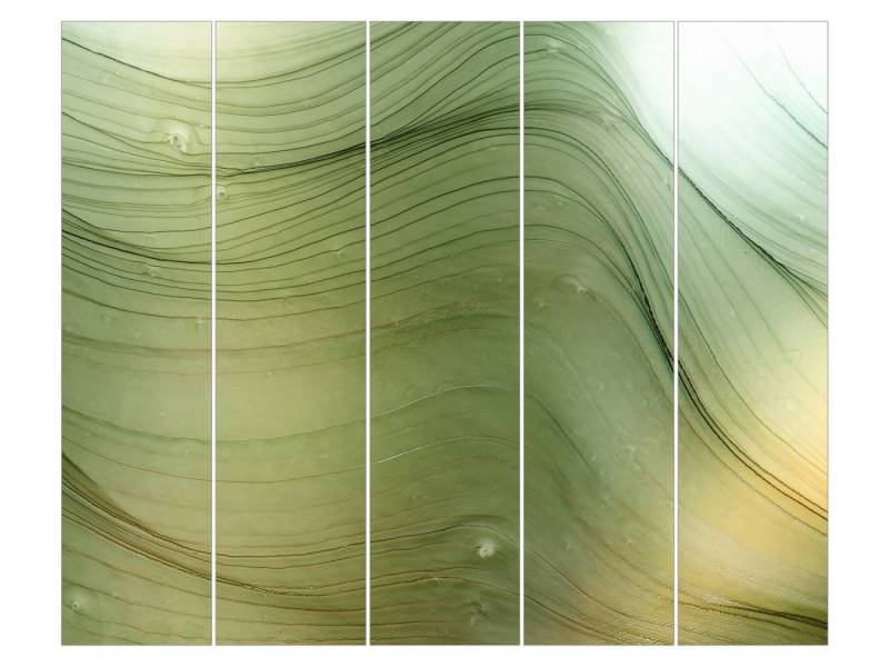 Bilderdepot24 Schiebegardine modern Flächenvorhang blickdicht Meliertes Grün Honig, (5 St), halbtransparent, Wohnzimmer große Flächengardine lichtdurchlässig als Klemm-System von Bilderdepot24