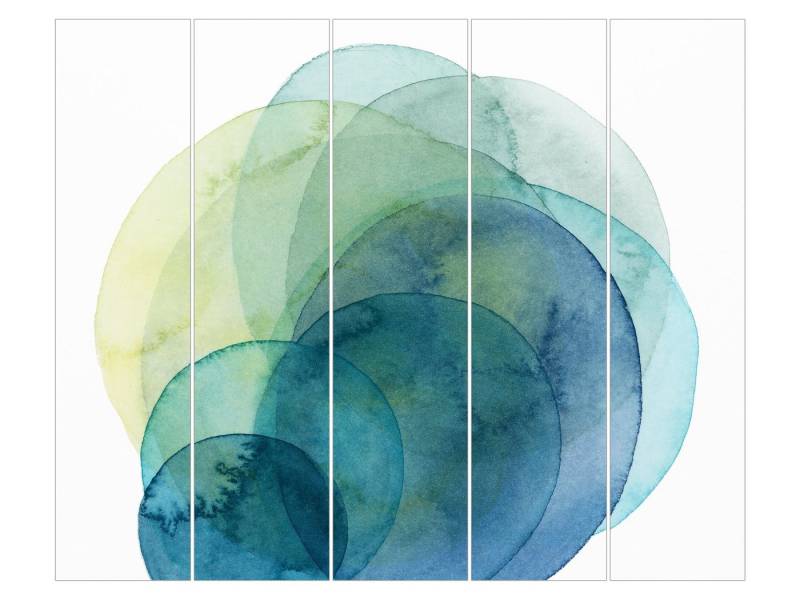 Bilderdepot24 Schiebegardine modern Flächenvorhang blickdicht Urknall - grün, (5 St), halbtransparent, Wohnzimmer große Flächengardine lichtdurchlässig für Klemm-System von Bilderdepot24