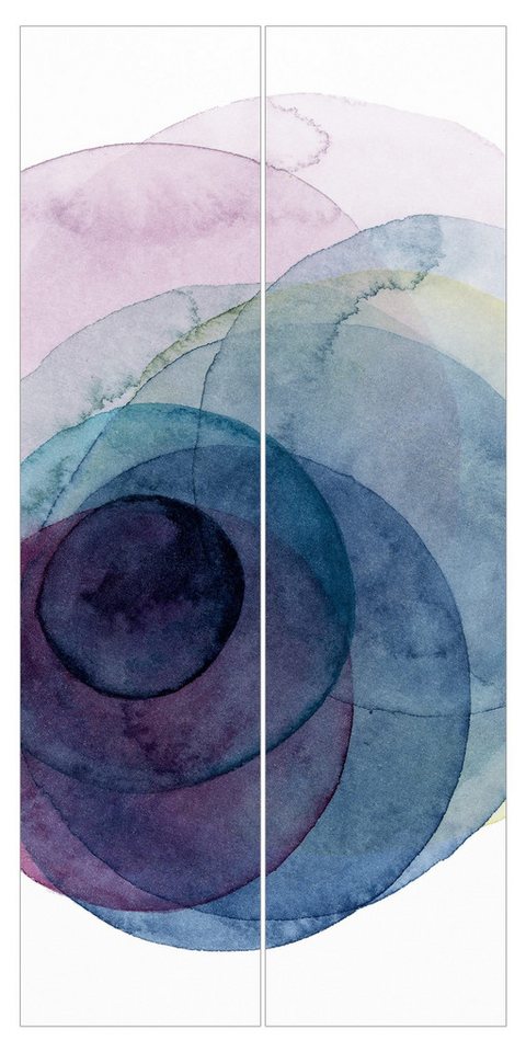 Bilderdepot24 Schiebegardine modern Flächenvorhang blickdicht Urknall - lila, (2 St), halbtransparent, Wohnzimmer große Flächengardine lichtdurchlässig für Klemm-System von Bilderdepot24