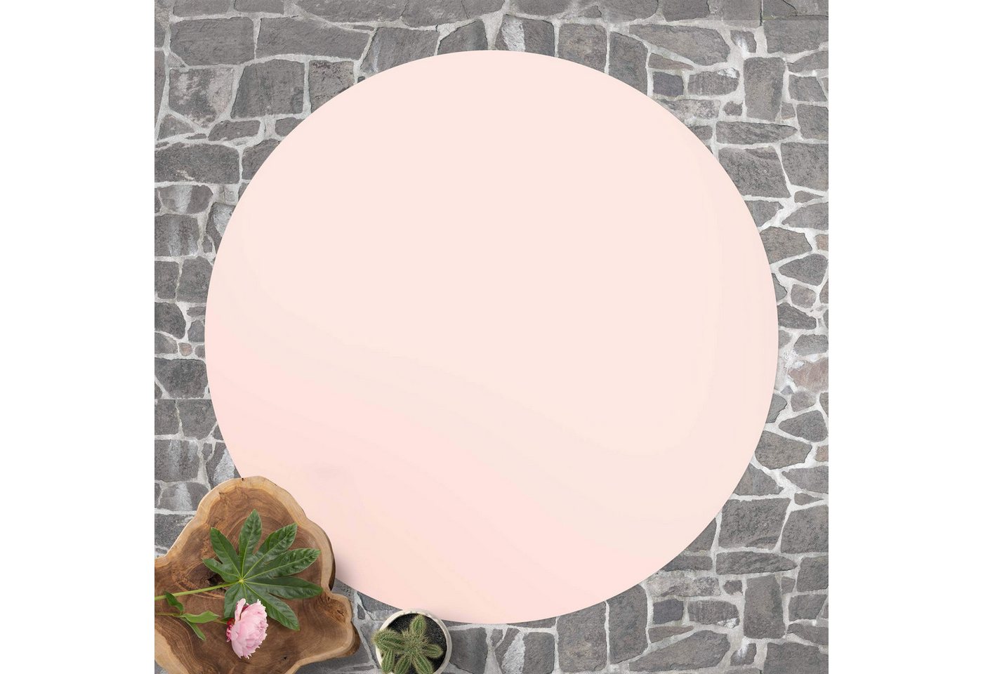 Teppich Vinyl Wohnzimmer Schlafzimmer Flur Küche Einfarbig modern, Bilderdepot24, rund - rosa glatt, nass wischbar (Küche, Tierhaare) - Saugroboter & Bodenheizung geeignet von Bilderdepot24