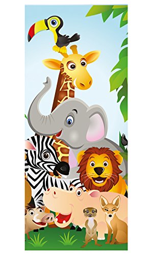 Bilderdepot24 Türtapete Dschungeltiere Cartoon II 90 x 200 cm - einteilig Türaufkleber Türfolie Türposter - Kinderzimmer Kinderbild Junge Mädchen Afrika Tiere von Bilderdepot24