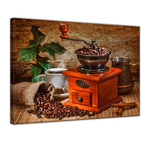 Wandbild Kaffeemühle - 50x40 cm Leinwandbilder Bilder als Leinwanddruck Fotoleinwand Essen & Trinken - Genuss - Auszeit - Bohne - Geschmack von Bilderdepot24