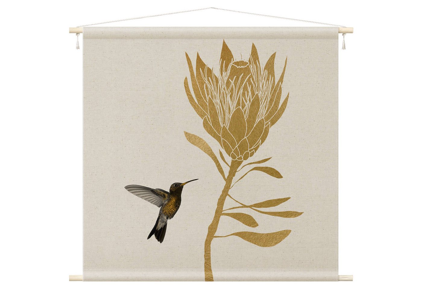 Bilderdepot24 Wandteppich modern Tropisch Tiere Vögel gold, quadratisch, Höhe: 2.6 mm, großes Wandbild aus Natur-Baumwolle Wandbehang Stoffbild Tuch Wollseil Bilderdepot24 Wandteppich modern Tropisch Tiere Vögel gold, quadratisch, Höhe: 2.6 mm, großes Wandbild aus Natur-Baumwolle Wandbehang Stoffbild Tuch Wollseil von Bilderdepot24
