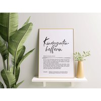 Poster | Definition Kindergartenhelferin| Personalisiert Print von Bilderkram