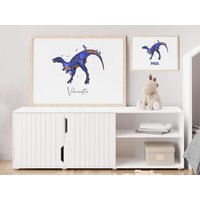 Poster Dinosaurier | Velociraptor Personalisiert Kinder Print von Bilderkram