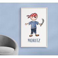 Poster Pirat | Kinder Personalisiert Print von Bilderkram