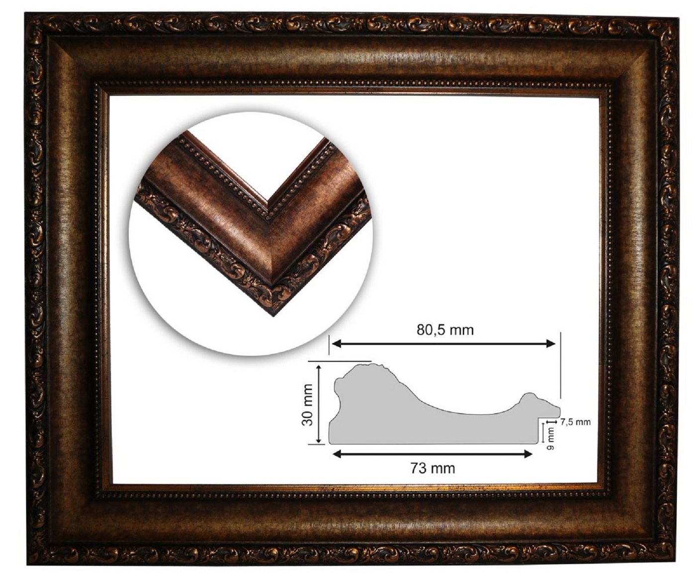 Bilderrahmen Neumann Bilderrahmen Barockrahmen 10944, ARO altgold fein verziert, Wechselrahmen altgold von Bilderrahmen Neumann