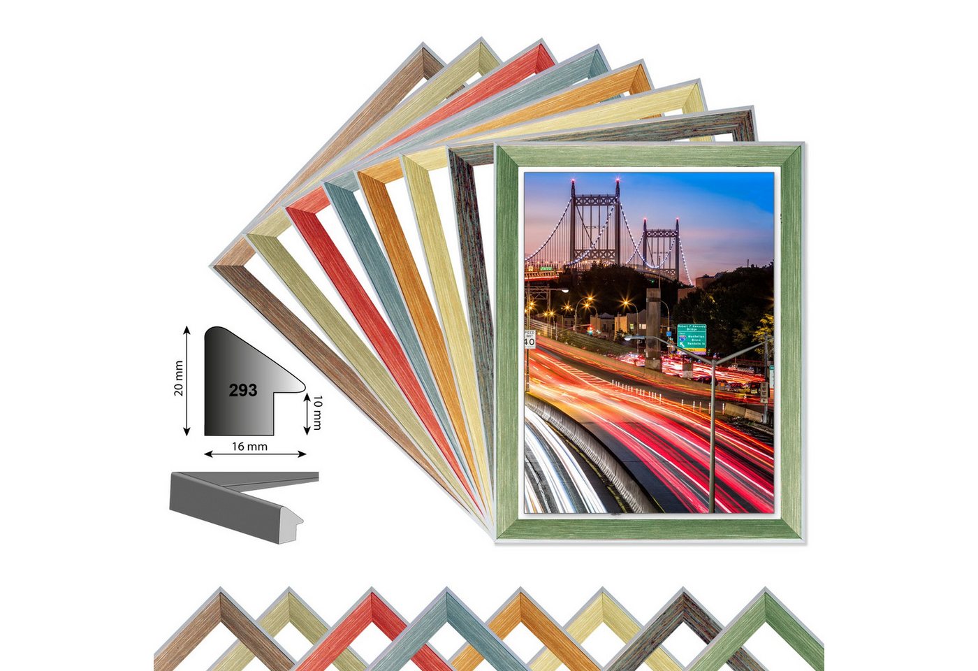 Bilderrahmen Neumann Bilderrahmen Holzrahmen MARYLAND, Wechselrahmen 8 Farben Profil HxB 20x16mm von Bilderrahmen Neumann