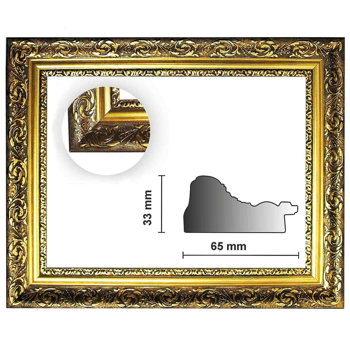 Bilderrahmen Neumann Einzelrahmen Barockrahmen gold fein verziert 840 ORO, Bilderrahmen barock gold von Bilderrahmen Neumann