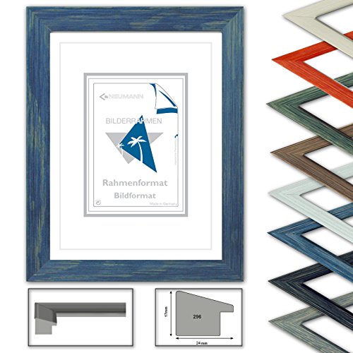 Holzrahmen Victoria, Wechselrahmen Farbe Blau, Profil HxB 17x24mm, 24x30 cm von Bilderrahmen Neumann