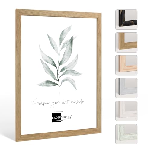 Bilderrahmen CLARA 50 X 70 cm EICHE NATUR im Landhaus Shabby Chic Vintage Stil ANTIREFLEX von Bildershop-24