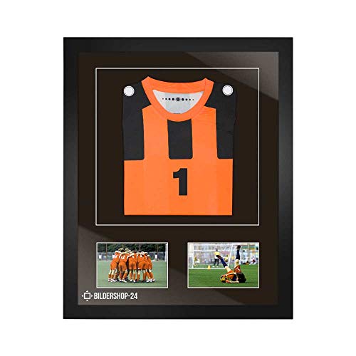 Bilderrahmen Trikotrahmen stabil RahmBig Schwarz 50 X 70 cm Rahmen für Trikots, Sport shirts + Passepartout dunkel Braun von Bildershop-24