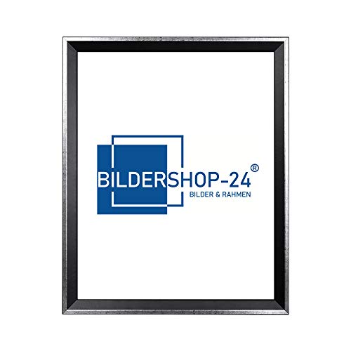 Bilderrahmen modern schmal PRIO 15X20cm Schwarz Silberglanz Antik Rahmen für Bilder Urkunden Poster Farbe & Größe wählbar von Bildershop-24