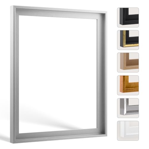 Bildershop-24 Schattenfugenrahmen Lemgo für Keilrahmenbilder und Leinwände 60x60cm Silber Alu geschliffen Dekor von Bildershop-24