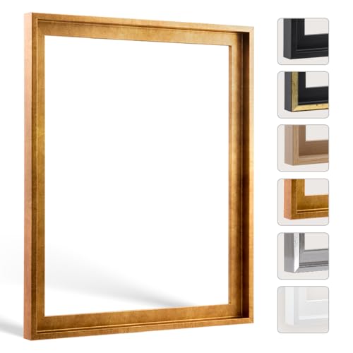 Bildershop-24 Schattenfugenrahmen mit Schattenfuge Lemgo für Keilrahmenbilder und Leinwände 60x70cm Gold Blattgold von Bildershop-24