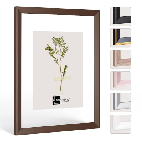 Doppelglas - Doppelverglasung Rahmen Doppelglasrahmen Bilderrahmen mit Acrylglas ohne Rückwand schmal und modern in 20x20cm Braun (matt) von Bildershop-24