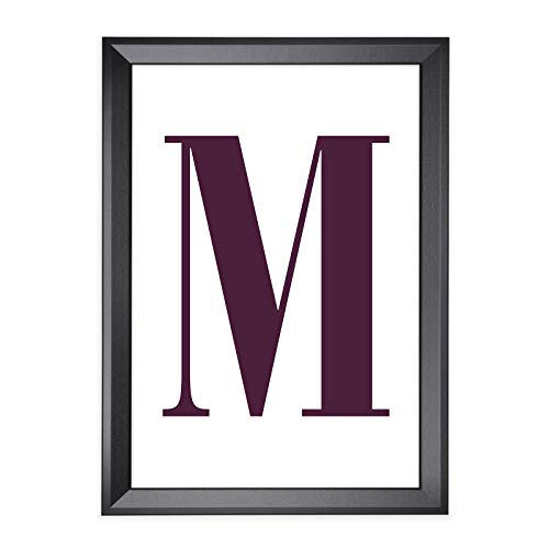 Kunstdruck Poster Bild Druck Motiv: "Buchstabe M Brombeere Design" 21x30cm mit Bilderrahmen ("PRIO") Schwarz (matt) von Bildershop-24