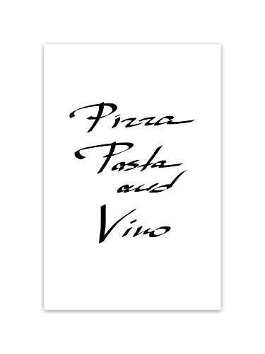 Kunstdruck Poster Bild Druck Motiv: "Pizza Pasta and Vino" 21x30cm von Bildershop-24