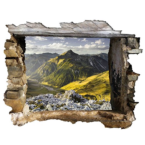 3D Wandtattoo - Berge und Tal der Lechtaler Alpen in Tirol - Quer 3: 4, Größe HxB: 60cm x 80cm von Bilderwelten