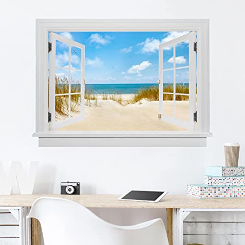 3D Wandtattoo - Offenes Fenster Strand an der Nordsee, Größe:30cm x 40cm von Bilderwelten