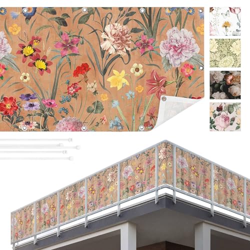 Balkon Sichtschutz Blumen 90x350 cm inkl. Kabelbinder Wetterfest Blickschutz Balkonverkleidung Balkonbespannung Sonnenschutz Balkongeländer Windschutz Terrasse Garten Deko Ideen Bunt TEXBS_1278 Balkon Sichtschutz Blumen 90x350 cm inkl. Kabelbinder Wetterfest Blickschutz Balkonverkleidung Balkonbespannung Sonnenschutz Balkongeländer Windschutz Terrasse Garten Deko Ideen Bunt TEXBS_1278 von Bilderwelten