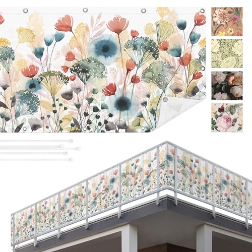 Balkon Sichtschutz Blumen 90x400 cm inkl. Kabelbinder Wetterfest Blickschutz Balkonverkleidung Balkonbespannung Sonnenschutz Balkongeländer Windschutz Terrasse Garten Deko Ideen Bunt TEXBS_1277 Balkon Sichtschutz Blumen 90x400 cm inkl. Kabelbinder Wetterfest Blickschutz Balkonverkleidung Balkonbespannung Sonnenschutz Balkongeländer Windschutz Terrasse Garten Deko Ideen Bunt TEXBS_1277 von Bilderwelten