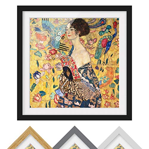 Bild mit Passepartout - Gustav Klimt - Dame Fächer - Farbe Schwarz 70 x 70cm Bild mit Passepartout - Gustav Klimt - Dame Fächer - Farbe Schwarz 70 x 70cm von Bilderwelten