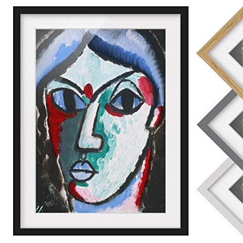 Bild mit Rahmen - Alexej von Jawlensky - Portrait eines Mannes - Schwarz 70x50cm von Bilderwelten