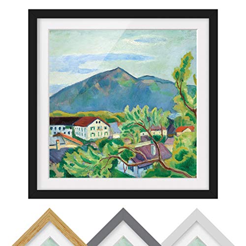 Bild mit Rahmen August Macke - Frühlingslandschaft Tegernsee - Schwarz 30x30cm von Bilderwelten