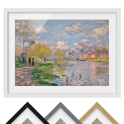 Bild mit Rahmen - Claude Monet - Seine - Rahmenfarbe Weiß, 40 x 55cm von Bilderwelten