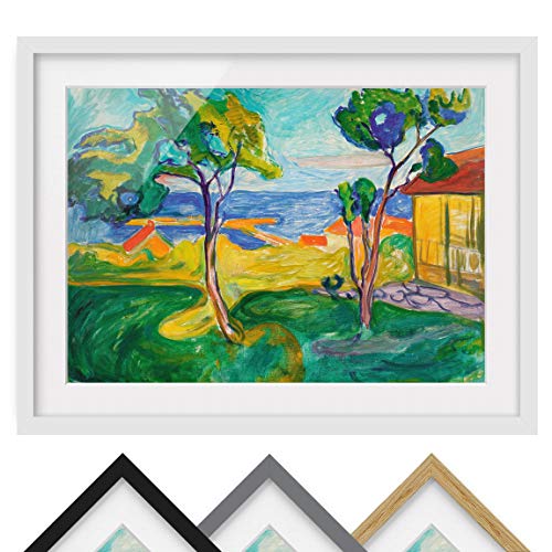 Bild mit Rahmen - Edvard Munch - Der Garten - Rahmenfarbe Weiß, 40 x 55cm von Bilderwelten