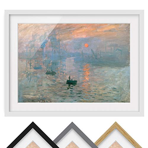 Bild mit Rahmen Galerieprint - Claude Monet - Impression - Farbe Weiß 40 x 55cm von Bilderwelten