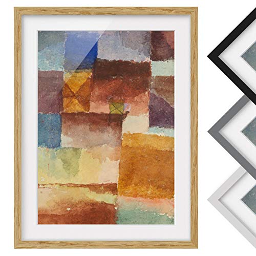 Bild mit Rahmen - Paul Klee - Einöde - Rahmenfarbe Eiche, 70 x 50 cm von Bilderwelten