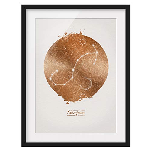 Bild mit Rahmen Sternzeichen Skorpion Gold Schwarz mit Passepartout 40 x 30cm von Bilderwelten