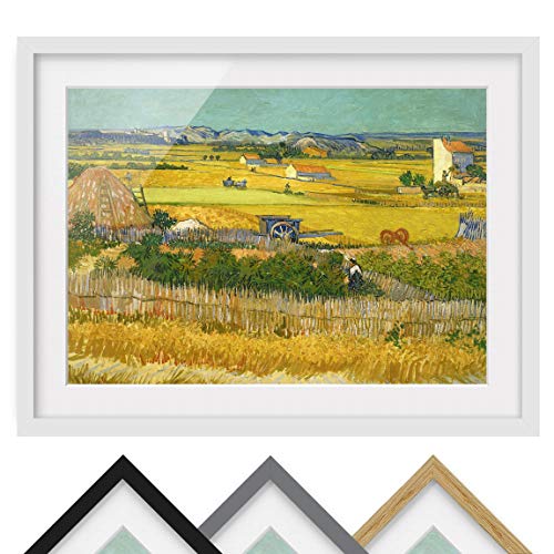 Bild mit Rahmen - Vincent Van Gogh - Die Ernte - Rahmenfarbe Weiß, 50 x 70 cm von Bilderwelten