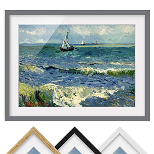 Bild mit Rahmen - Vincent Van Gogh - Seelandschaft - Farbe Grau, 30 x 40 cm von Bilderwelten