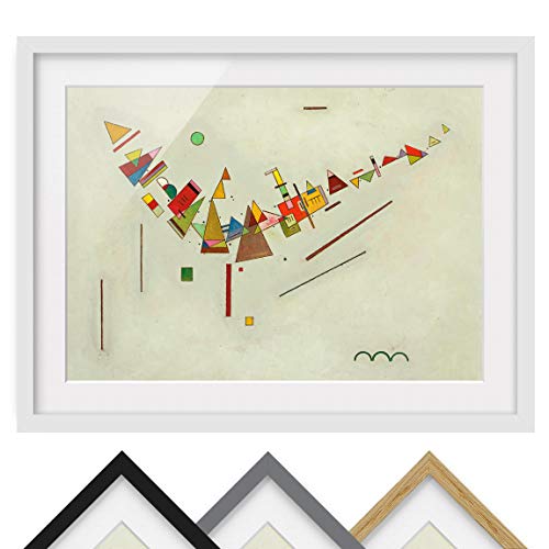 Bild mit Rahmen - Wassily Kandinsky - Winkelschwung - Farbe Weiß, 40 x 55cm von Bilderwelten