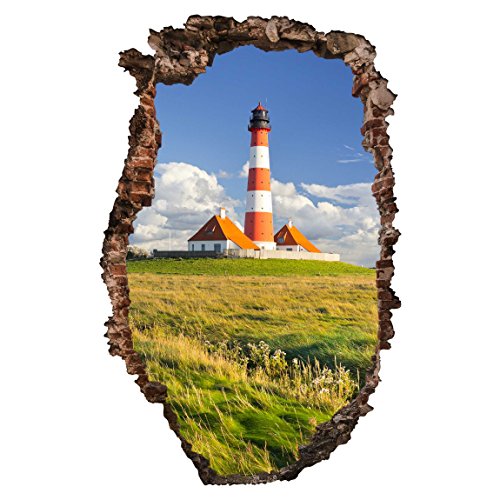 Bilderwelten 3D Wandtattoo - Leuchtturm in Schleswig-Holstein - Hoch 3: 2, Größe HxB: 90cm x 60cm von Bilderwelten