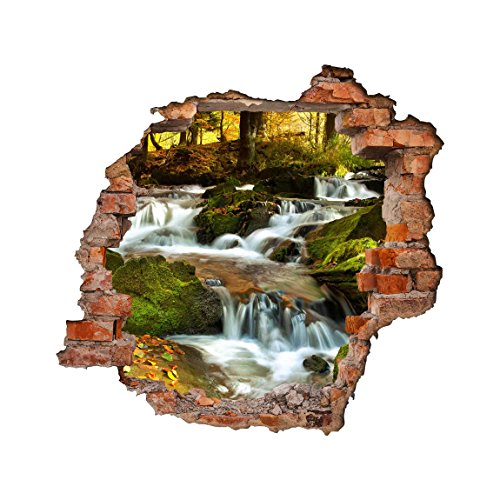 Bilderwelten 3D Wandtattoo - Wasserfall herbstlicher Wald - Quadrat 1: 1, Größe: 120cm x 120cm von Bilderwelten