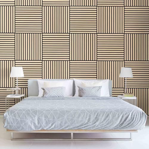 Bilderwelten Akustikpaneel Eiche Natur 1 Stk. 52x52 cm Holzpaneel Holzwand Holzverkleidung 3D Akustik Platte Schallabsorber Wand Panel Schlafzimmer von Bilderwelten