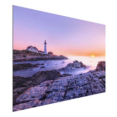 Bilderwelten Aluminium Print - Leuchtturm am Morgen - Querformat 2:3, Aluminium Print Wandbild Alu-Bild Wall Art Alu-Dibond, Größe HxB: 40cm x 60cm von Bilderwelten