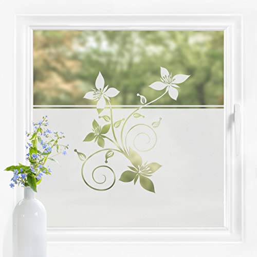 Bilderwelten Fensterfolie Sichtschutz Blumen Blüten 60 x 200 cm Milchglasfolie Sichtschutzfolie Fenster Folie Blickdicht Anti-UV Statisch Haftend von Bilderwelten