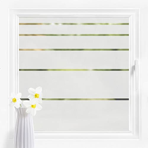 Bilderwelten Fensterfolie Sichtschutz Streifen Muster 100 x 100 cm Milchglasfolie Sichtschutzfolie Fenster Folie Blickdicht Anti-UV Statisch Haftend von Bilderwelten