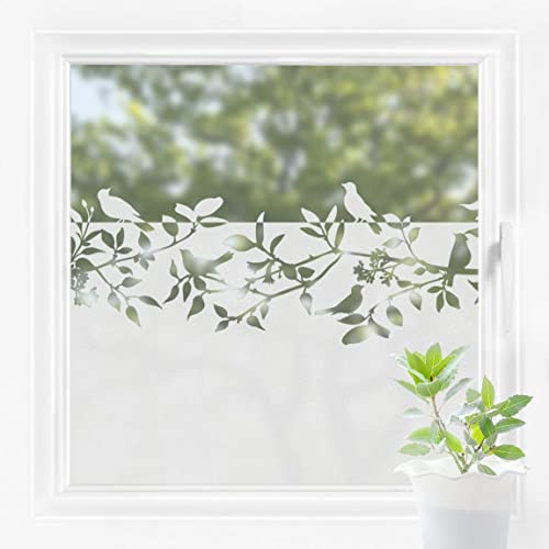 Bilderwelten Fensterfolie Sichtschutz Vögel Äste 100 x 80 cm Milchglasfolie Sichtschutzfolie Fenster Folie Blickdicht Anti-UV Statisch Haftend von Bilderwelten