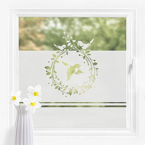 Bilderwelten Fensterfolie Sichtschutz Vogelzweig 80 x 120 cm Milchglasfolie Sichtschutzfolie Fenster Folie Blickdicht Anti-UV Statisch Haftend Querformat von Bilderwelten