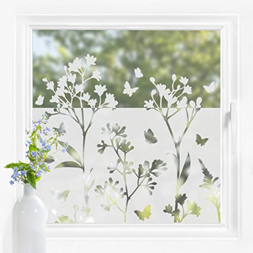 Bilderwelten Fensterfolie Sichtschutz Wildblumen 60 x 120 cm Milchglasfolie Sichtschutzfolie Fenster Folie Blickdicht Anti-UV Statisch Haftend von Bilderwelten
