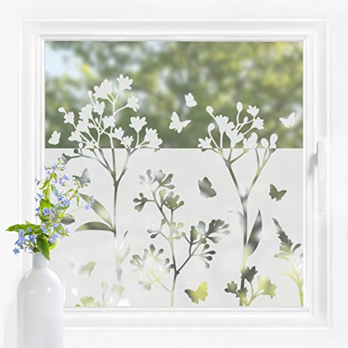 Bilderwelten Fensterfolie Sichtschutz Wildblumen 60 x 200 cm Milchglasfolie Sichtschutzfolie Fenster Folie Blickdicht Anti-UV Statisch Haftend Querformat von Bilderwelten